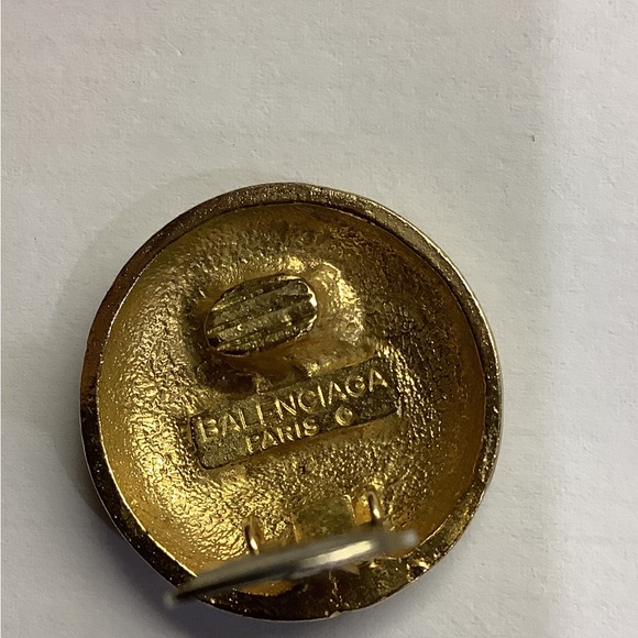 Balenciago Earrings Paris Brown Enamel & Gold Tone Vintage Clips in good vintage - Picture 4 of 7